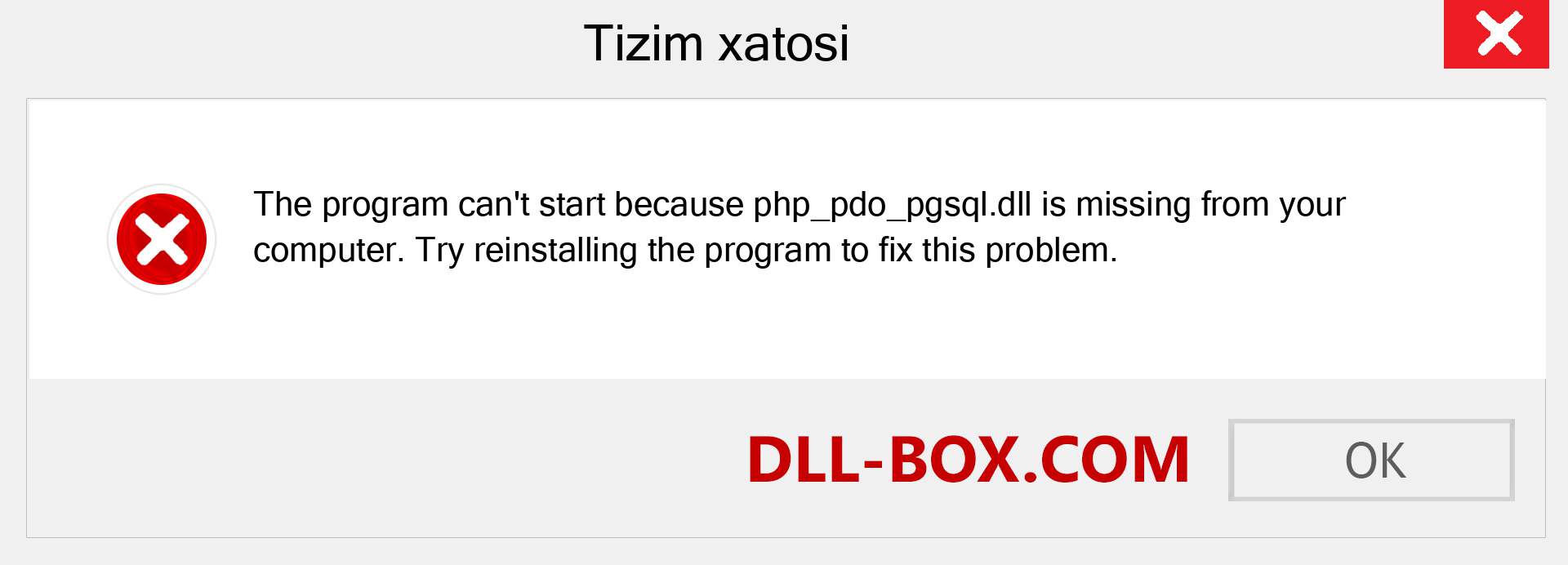 php_pdo_pgsql.dll fayli yo'qolganmi?. Windows 7, 8, 10 uchun yuklab olish - Windowsda php_pdo_pgsql dll etishmayotgan xatoni tuzating, rasmlar, rasmlar